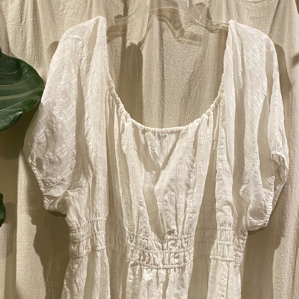 Madewell Cream Puff Sleeve Midi Dress - Picture 9 of 10